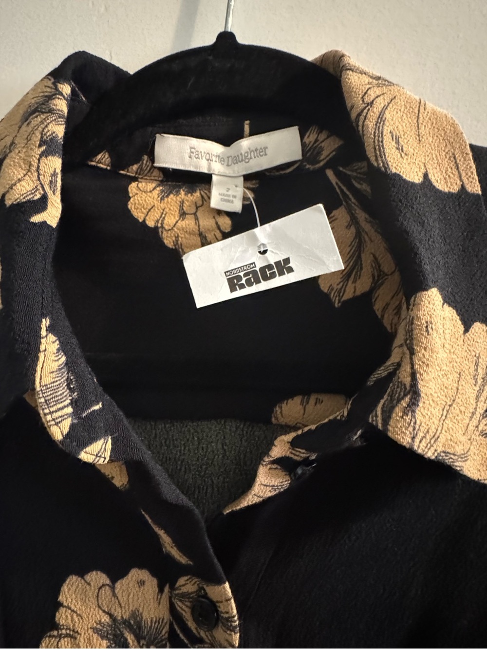 NEW Favorite Daughter The Icon Floral Print Long Sleeve Shirtdress In Noir Fleur - Picture 9 of 12